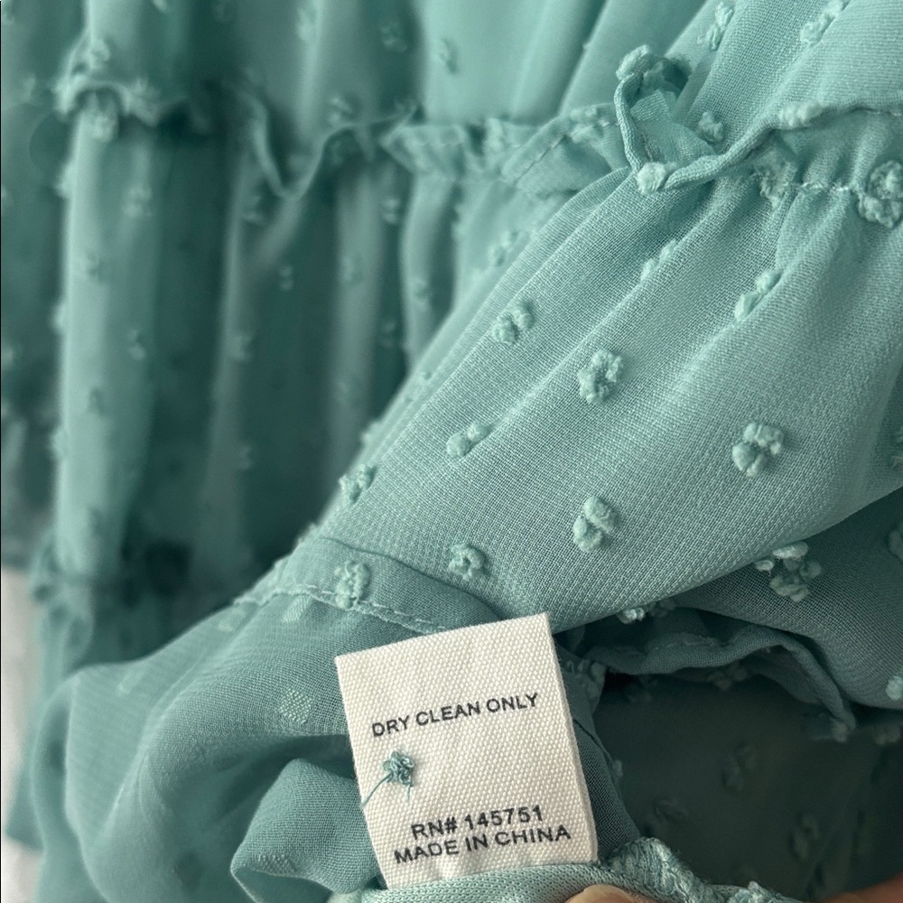 Altar'd State Teal Green Long-Sleeve Ruffle Tiered Mini Dress - Picture 10 of 10